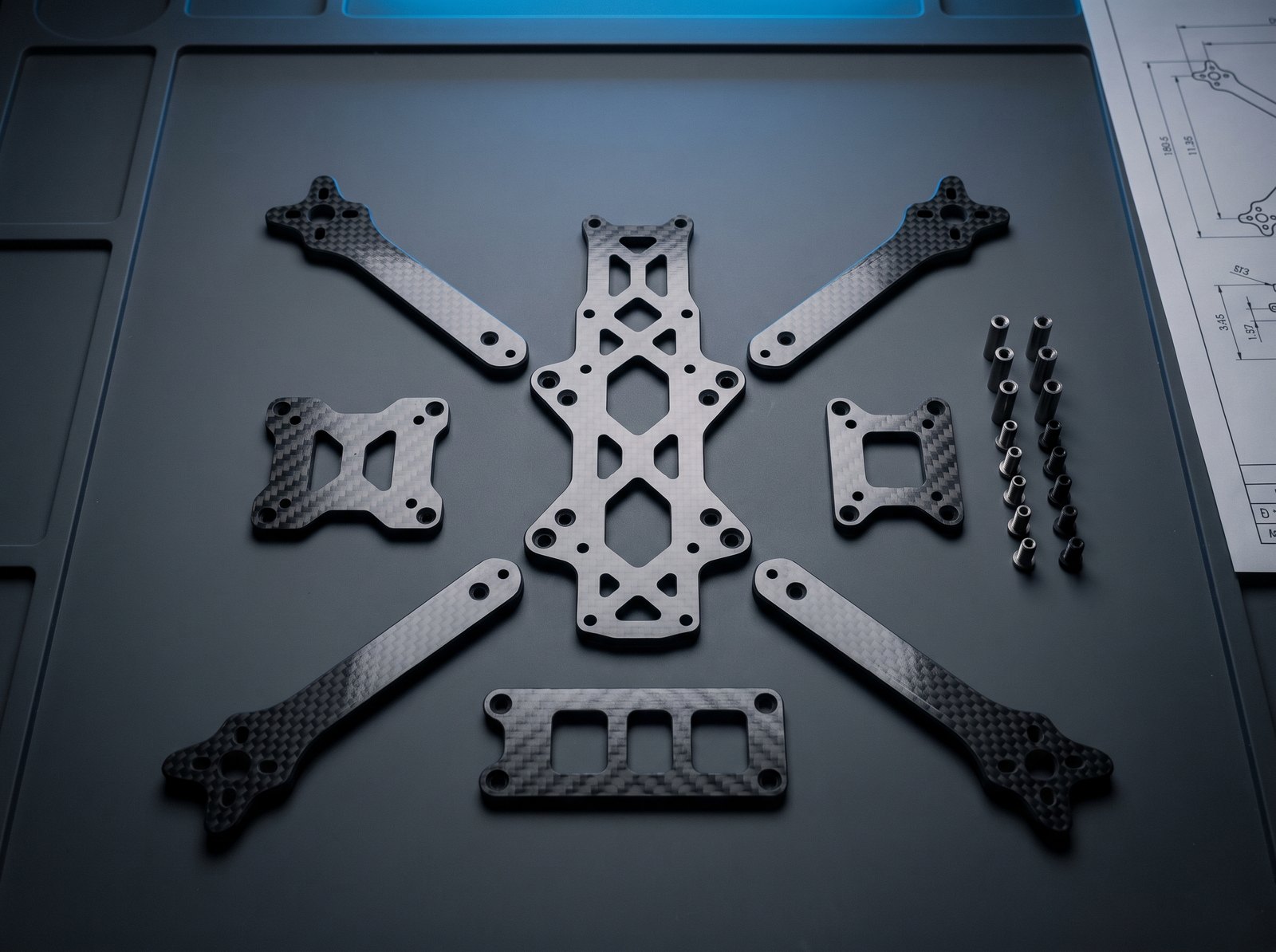 Precut carbon fiber FPV airframe kit